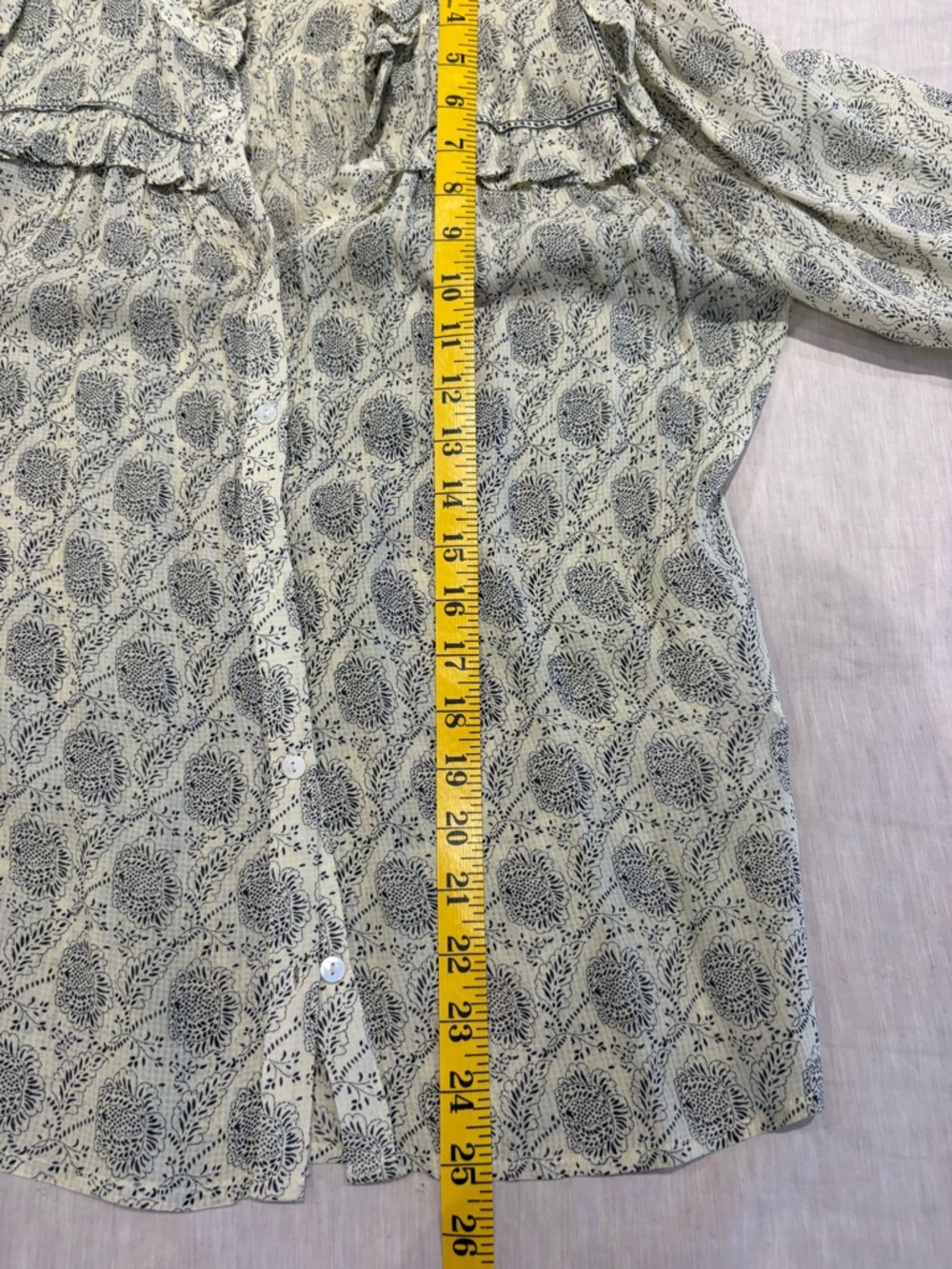 BORA ba&sh cream Paisley Ruffle Button-Up Blouse - Picture 9 of 10